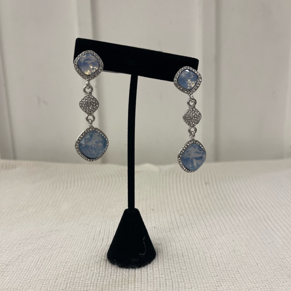 Elegant Silver and Blue Drop Earrings